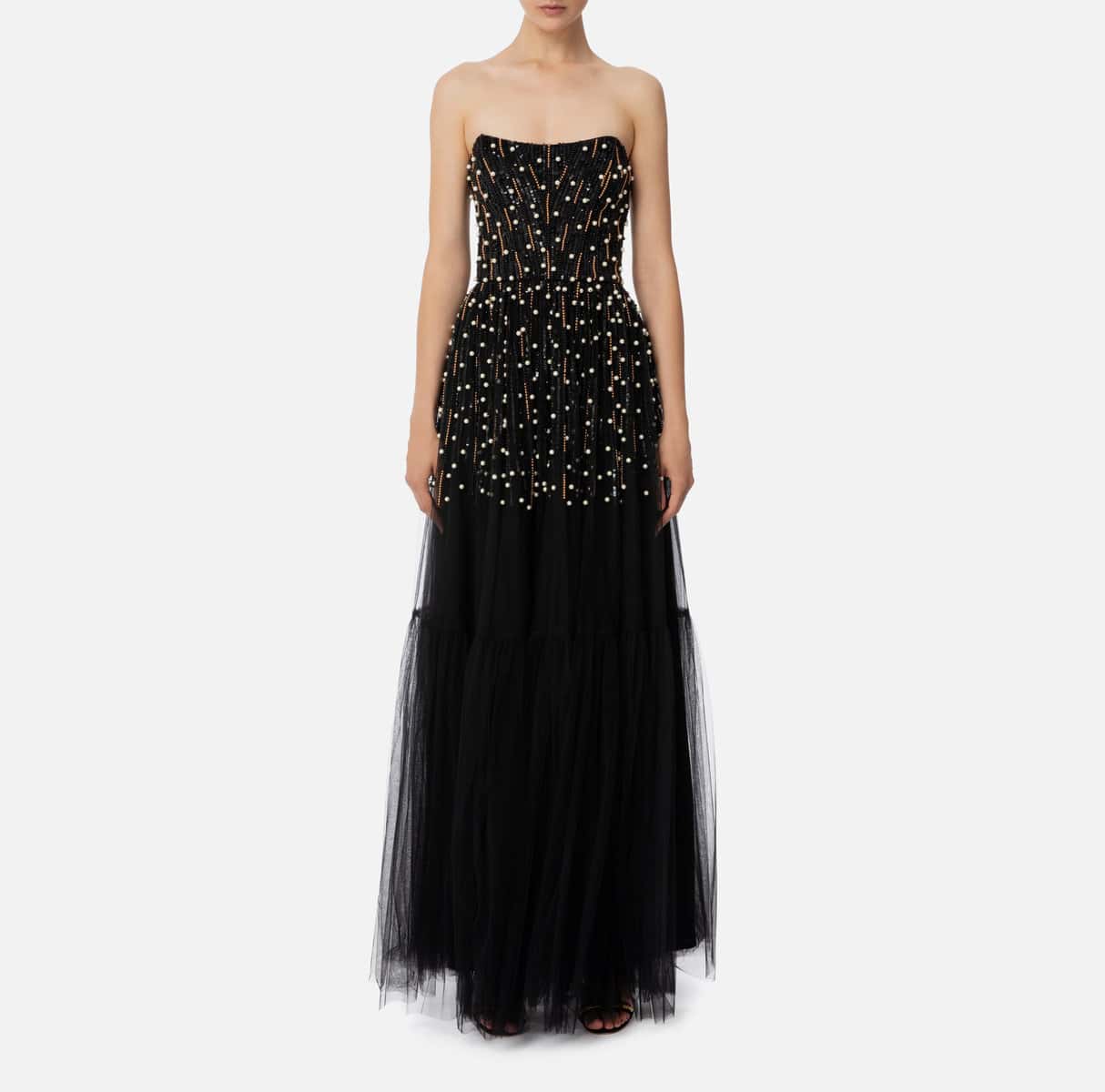 Red Carpet dress with sequins and pearls - Image 1